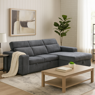 Shane Corduroy Fabric Storage Sofa Bed (245cm)