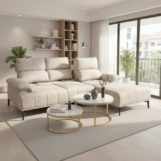 Orrian Fabric Adjustable Backrest L-Shaped Sofa by Esteller (Pet Friendly & Easy Clean)