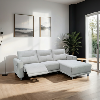 Korrel Fabric Recliner L-Shaped Sofa by Esteller (Pet Friendly & Easy Clean)