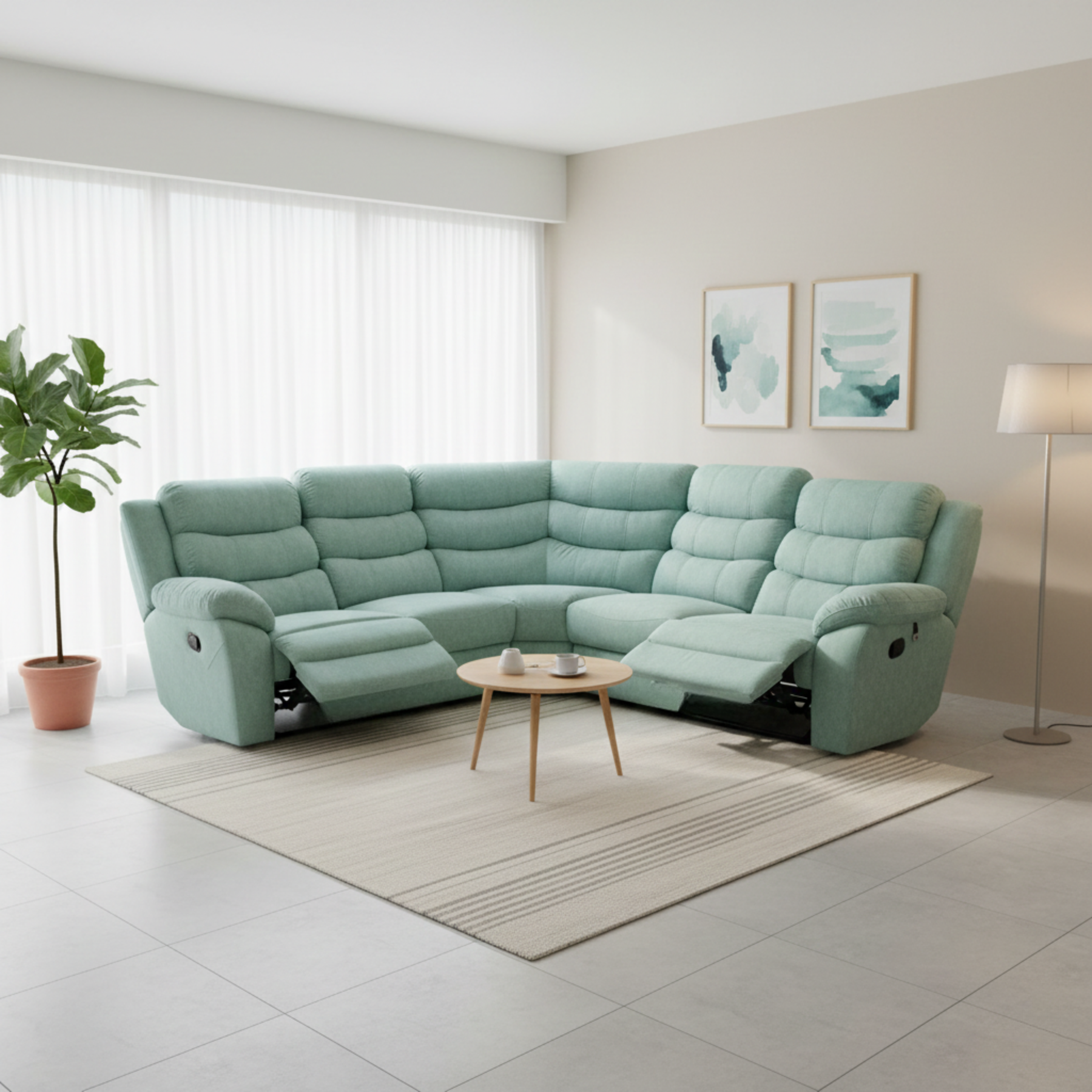 Myros Fabric Recliner Corner Sofa by Esteller (Pet Friendly & Easy Clean)