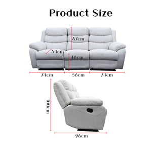 Myros Fabric Recliner Sofa by Esteller (Pet Friendly & Easy Clean)