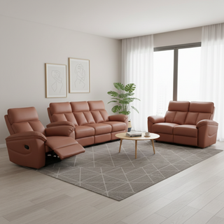 Lorven Genuine Leather Adjustable Headrest Recliner Sofa by Esteller