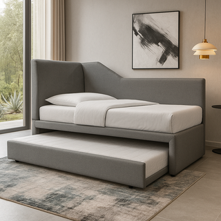 Barry 3 in 1 Grey Fabric Daybed Pull Out Bed Frame (Water Repellent)