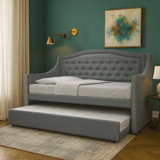 Zerry 3 in 1 Grey Fabric Daybed Pull Out Bed Frame (Water Repellent)