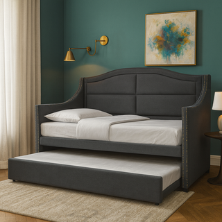 Jerry 3 in 1 Grey Fabric Daybed Pull Out Bed Frame (Water Repellent)