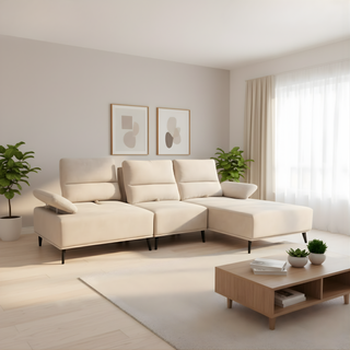 Norric Fabric Adjustable Backrest & Armrest L-Shaped Sofa by Esteller (Pet Friendly & Easy Clean)