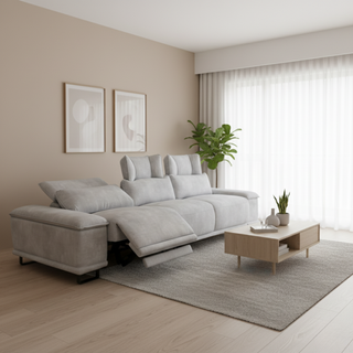 Invar Fabric Adjustable Headrest Recliner Sofa by Esteller (Pet Friendly & Easy Clean)