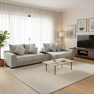 Yarven Fabric Adjustable Backrest L-Shaped Sofa (Sectional) by Esteller (Pet Friendly & Easy Clean)