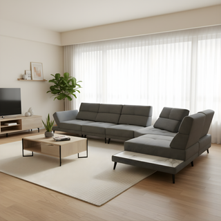 Norrel Fabric Adjustable Backrest & Armrest Corner Sofa (Sectional) by Esteller (Pet Friendly & Easy Clean)