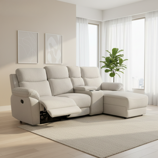 Yanor Fabric Recliner L-Shaped Sofa by Esteller (Pet Friendly & Easy Clean)