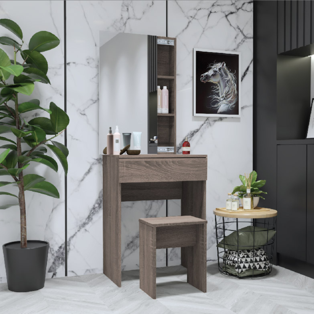Particle Board Dressing Table Nobles Wooden Dresser with Stool | Megafurniture Singapore Particle Board Dressing Table Nobles Wooden Dresser with Stool | Megafurniture Singapore