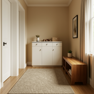 Paura II 3-Door White Shoe Cabinet (120cm)