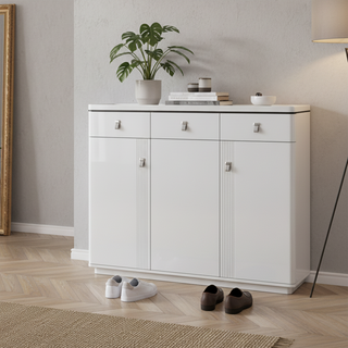 Paura II 3-Door White Shoe Cabinet (120cm)