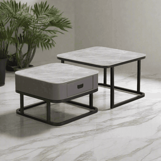 Megafurniture | Penelope Sintered Stone Square Nesting Coffee Table | Coffee Table