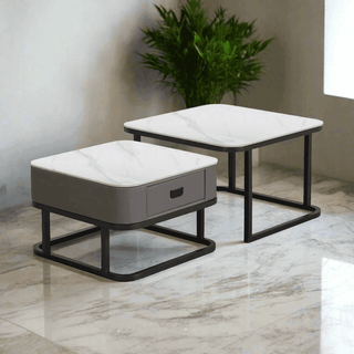 Megafurniture | Penelope Sintered Stone Square Nesting Coffee Table | Coffee Table