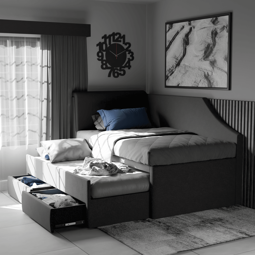 Quinslet Fabric Pull Out Bed with Drawer Storage (Pet Friendly ...