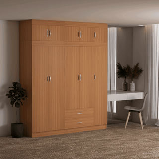 Megafurniture | Quinton 5 Door Open Wardrobe with Top | Open Door Wardrobe