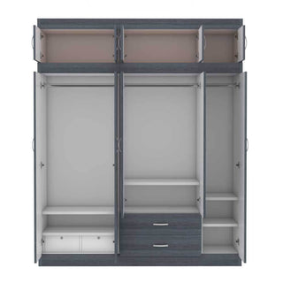 Megafurniture | Quinton 5 Door Open Wardrobe with Top | Open Door Wardrobe