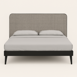 Megafurniture | Remington Houndstooth Fabric Bed Frame (Queen) | Bed