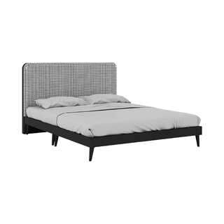 Megafurniture | Remington Houndstooth Fabric Bed Frame (Queen) | Bed