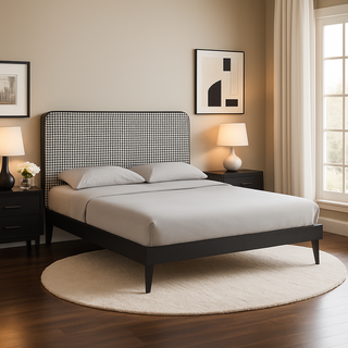 Megafurniture | Remington Houndstooth Fabric Bed Frame (Queen) | Bed