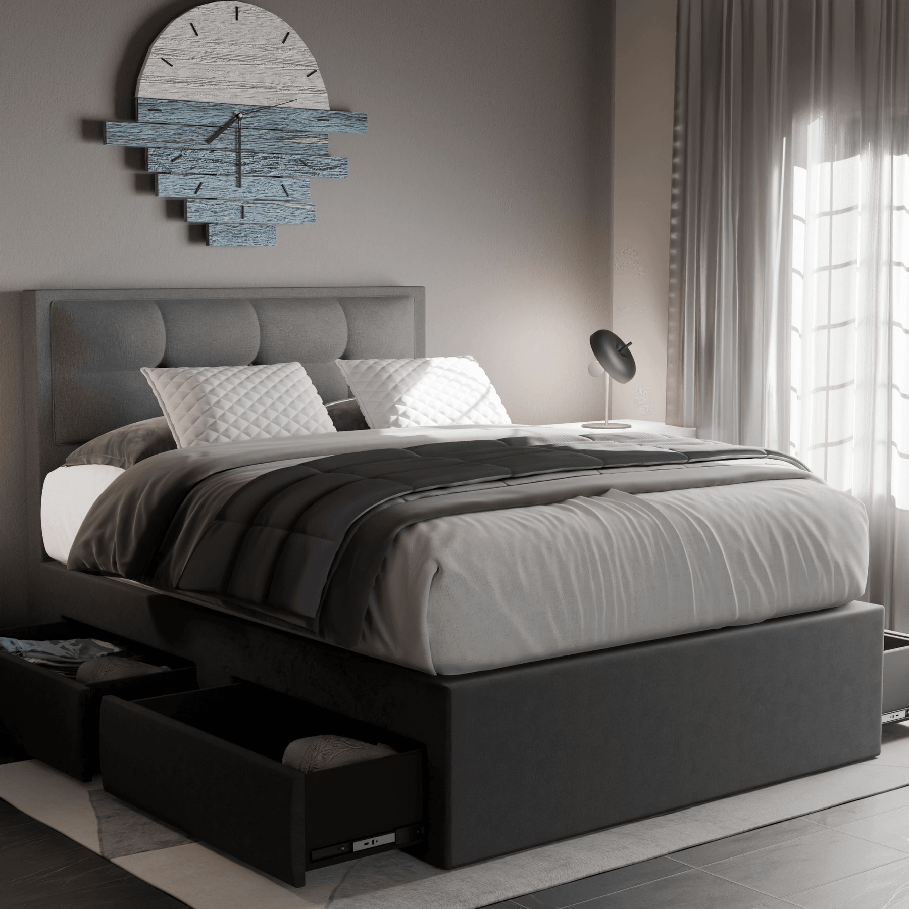 Megafurniture | Robyn Fabric Drawer Bed Frame | Drawer Bed