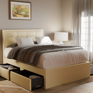 Megafurniture | Robyn Faux Leather Drawer Bed Frame | Drawer Bed