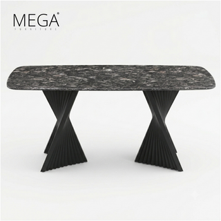 Runae Sintered Stone Dining Table & Niva Faux Leather Dining Chair Set (1+6)