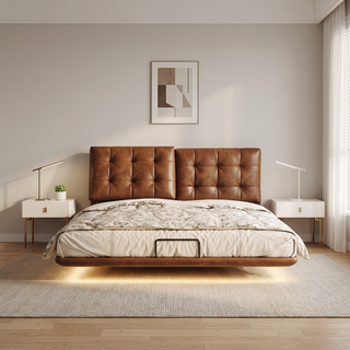 Alora Leather Functional Backrest Bed Frame