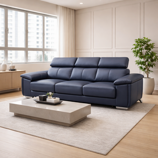 Zevin Genuine Leather Adjustable Headrest Sofa by Esteller