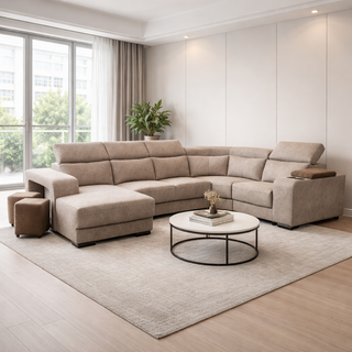 Meren Fabric Adjustable Headrest L-Shaped Corner Sofa by Esteller (Pet Friendly & Easy Clean)