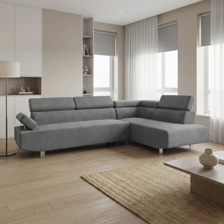 Gavros Fabric Headrest & Armrest L-Shaped Sofa by Esteller (Pet Friendly & Easy Clean)