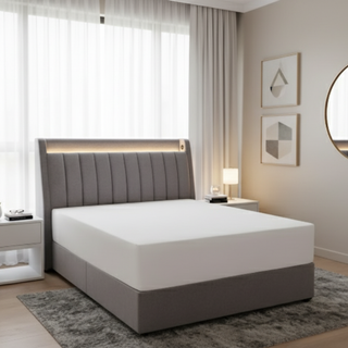 Orbis Fabric Headboard Storage Bed Frame by Esteller (Pet Friendly & Easy Clean)