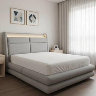 Virtue Fabric Headboard Storage Bed Frame by Esteller (Pet Friendly & Easy Clean)