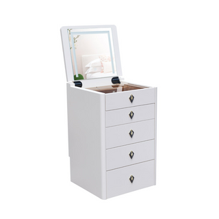 Aquina Off White Dressing Table with Dressing Stool