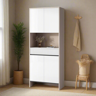 Clarisse Tall White Shoe Cabinet (80cm)