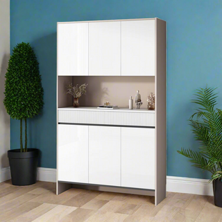 Clarisse III Tall White Shoe Cabinet (119cm)