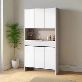 Clarisse II Tall White Shoe Cabinet (100cm)