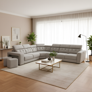 Orlyn Fabric Corner Adjustable Headrest Sofa (Sectional) by Esteller (Pet Friendly & Easy Clean)