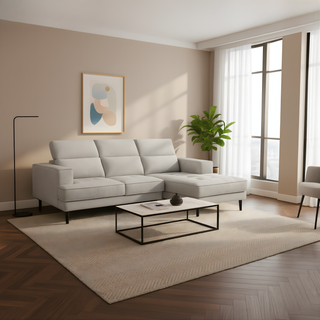 Moryn Fabric L-Shaped Adjustable Headrest Sofa by Esteller (Pet Friendly & Easy Clean)