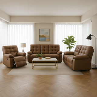 Elros Genuine Leather Recliner Sofa by Esteller (Pet Friendly & Easy Clean)