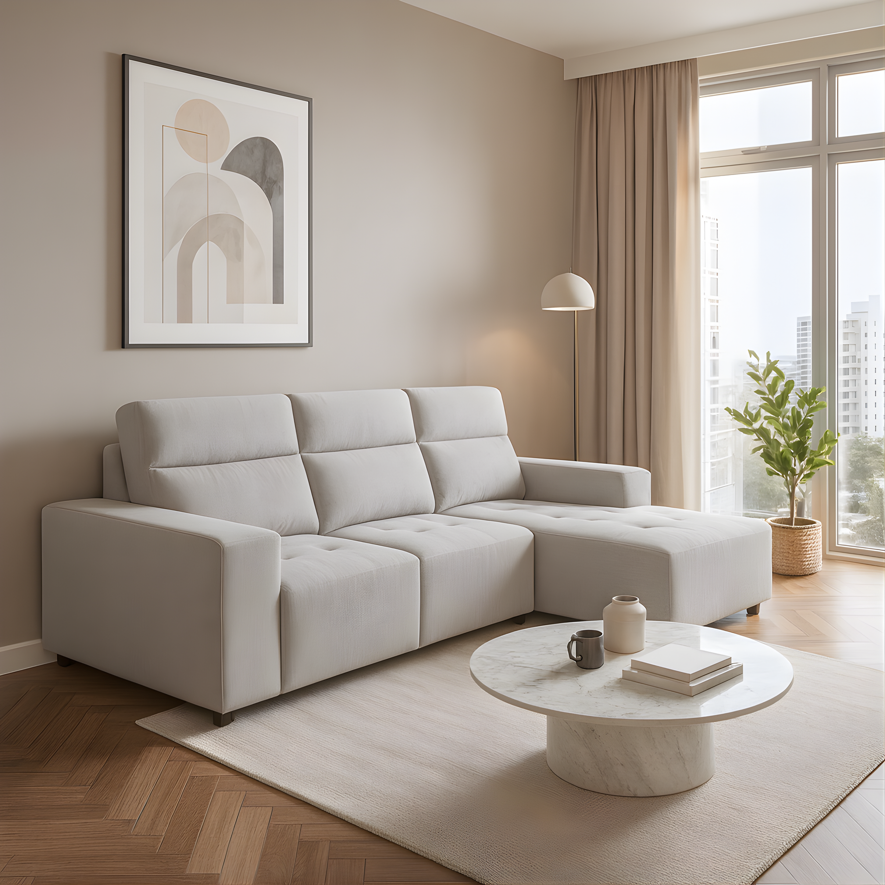 Brivan Fabric L-Shaped Sofa by Esteller (Pet Friendly & Easy Clean)