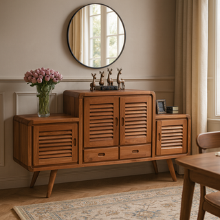 Mira Teak Wood Buffet Hutch (120cm)