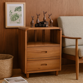 Mivy Teak Wood Bed Side Table