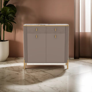 Sabine 2 Door Shoe Cabinet with Glossy Sintered Stone Top