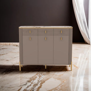 Sabine 3 Door Shoe Cabinet with Glossy Sintered Stone Top