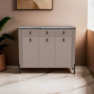 Megafurniture | Sabino 3 Door Shoe Cabinet with Glossy Sintered Stone Top | Shoe Cabinet