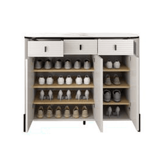 Megafurniture | Sabino 3 Door Shoe Cabinet with Glossy Sintered Stone Top | Shoe Cabinet