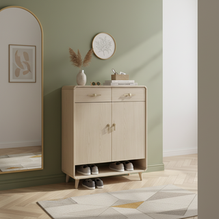 Sandro 2 Door Wooden Shoe Cabinet in Pine (80cm)