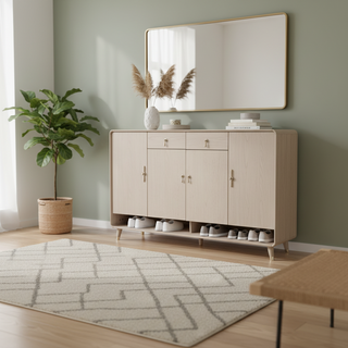 Sandro 4 Door Wooden Shoe Cabinet in Pine (163cm)